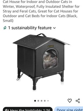 Insulated Waterproof Cat House Shelter - Black